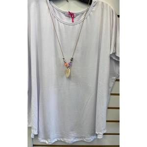 NEW YOLLY woven tee with necklace in white